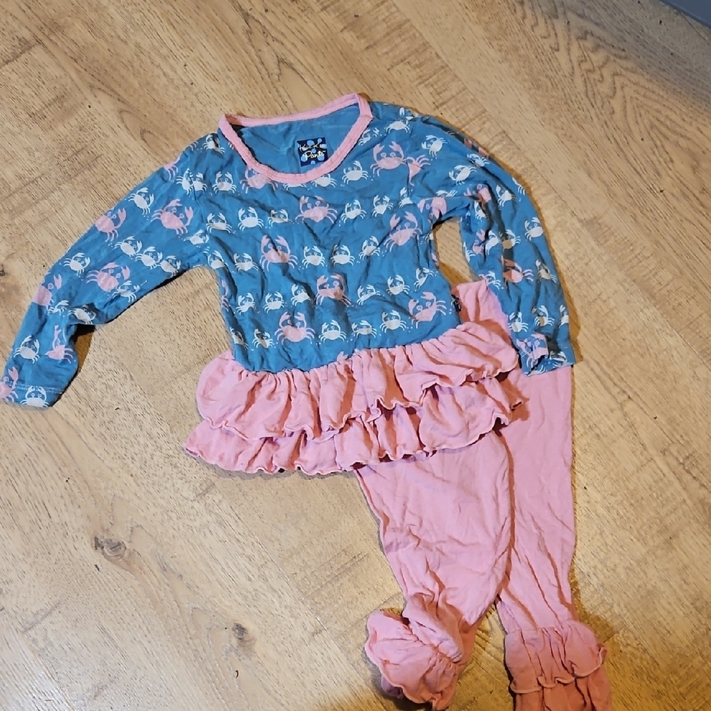 Kickee Pants Blue and Pink Kids Pajama Set
